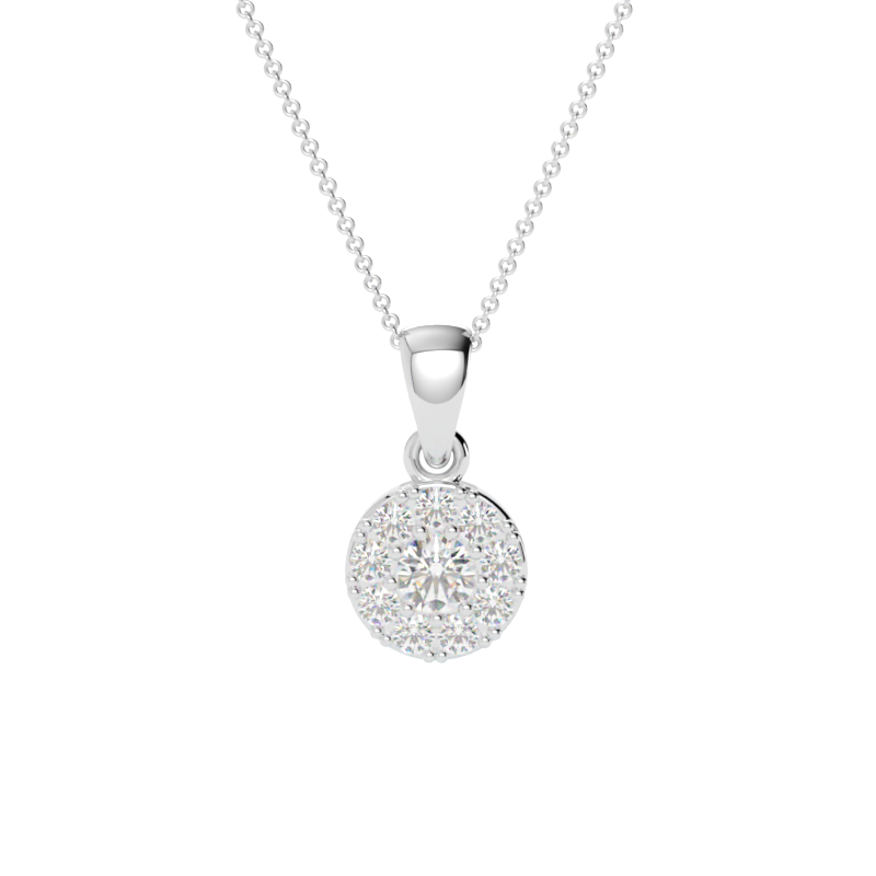 Zawieszka z diamentem Halo – złoto białe 585 – GOLDPORT